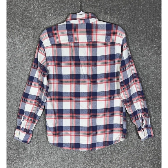 American Eagle Plaid Flannel Shirt Men Size Small Blue Red Long Sleeve Button Up - Picture 2 of 11
